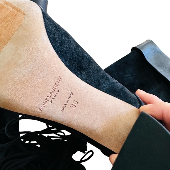 Saint Laurent Paris Black Suede ankle Boots with tassels NEW - Picture 11 of 11